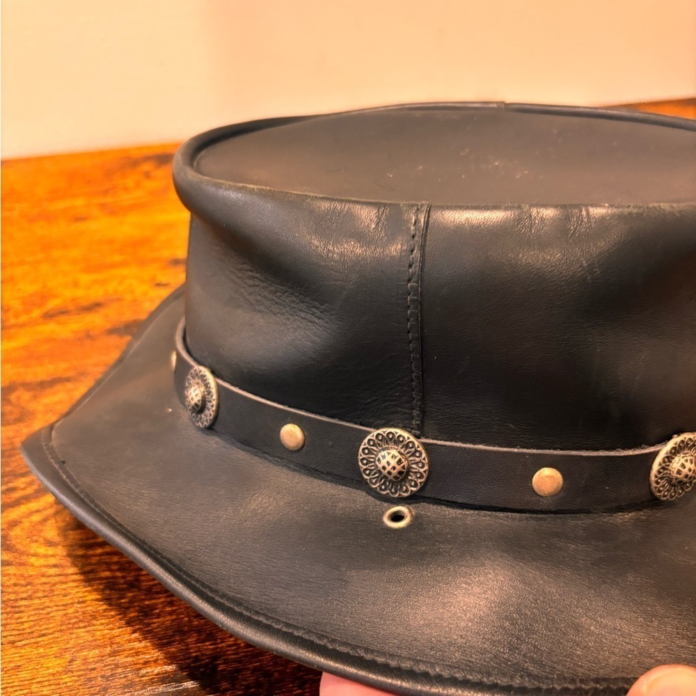 Black Leather Hat - Picture 6 of 11